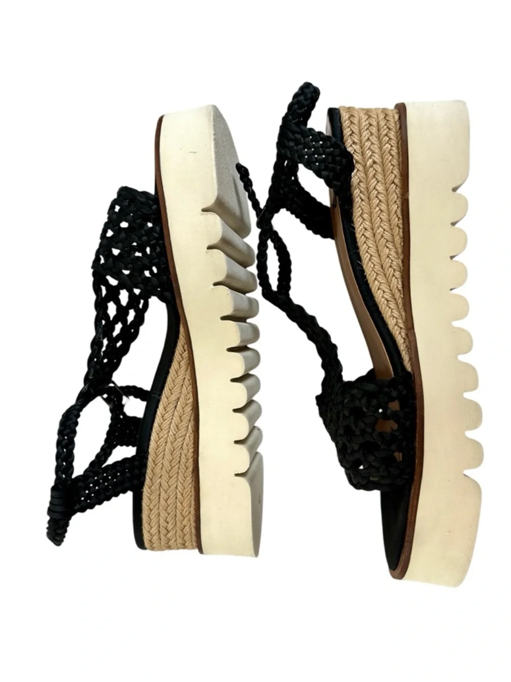 Bibi Lou Ariel Woven Platform Sandals Black Braided Espadrille Size 40/9